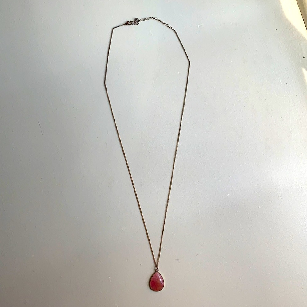 Pink stone long necklace